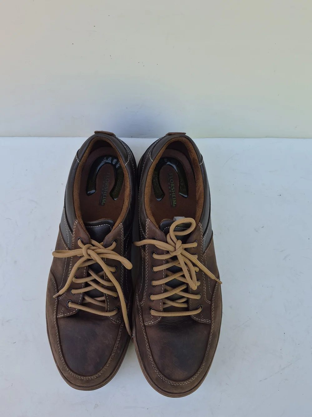 Florsheim Brown Leather Lace-Up Casual Sneakers with Tan Laces